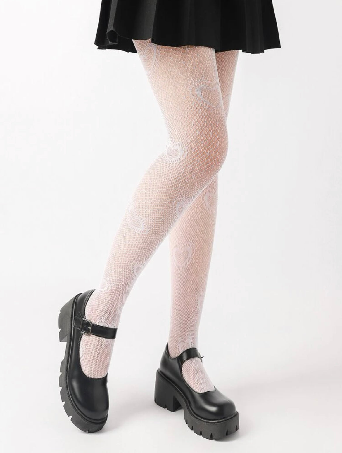 Fishnet heart stockings/heart leggings in black or white