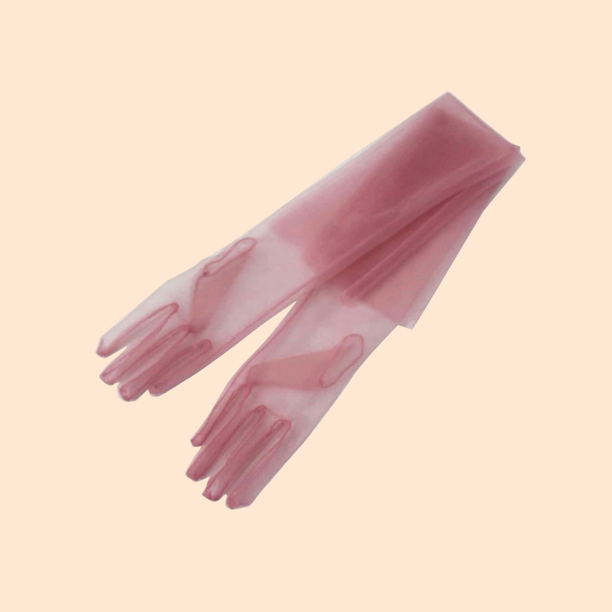 Sheer mesh dusty pink gloves- Mauve color tulle gloves