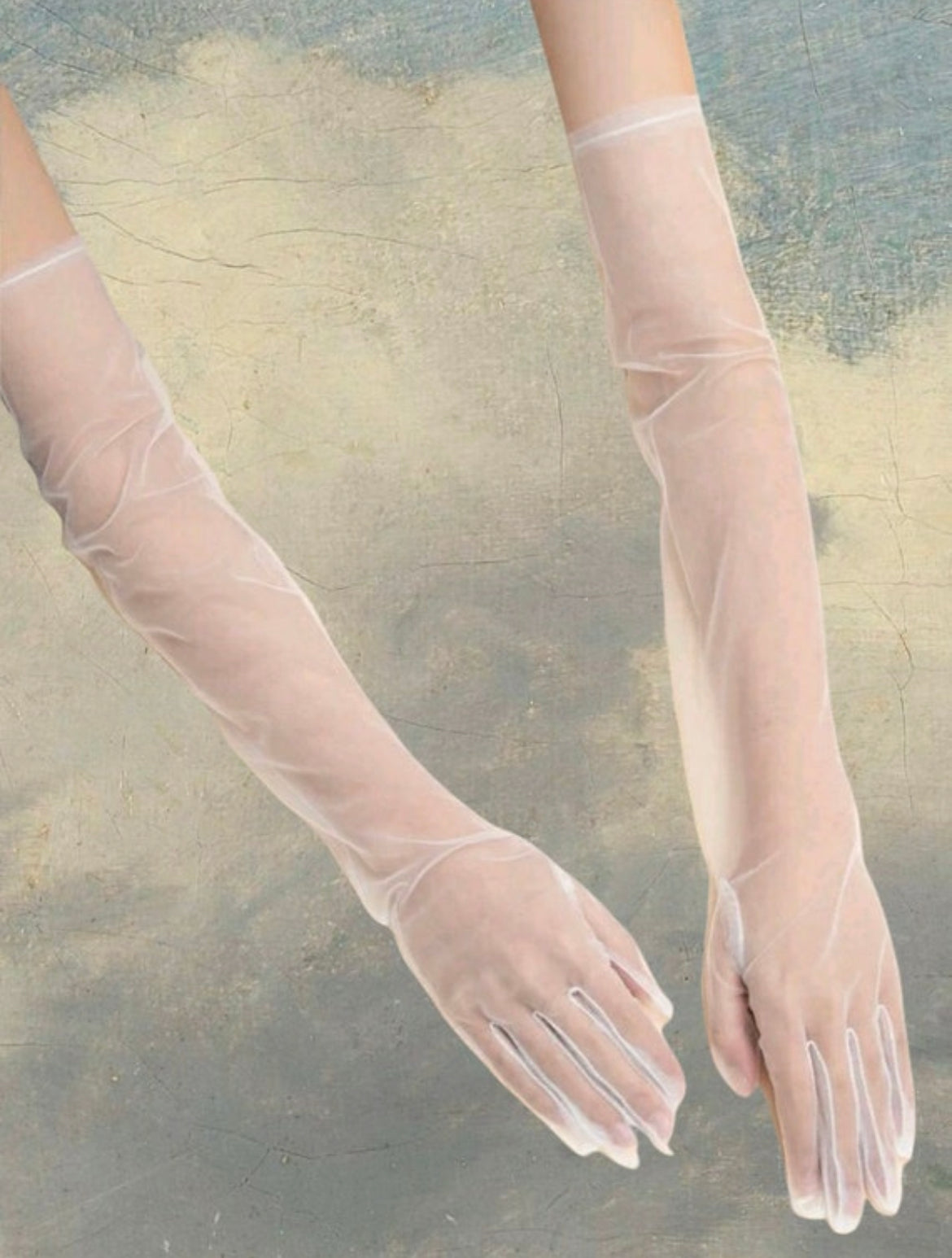 long white elbow lenth gloves