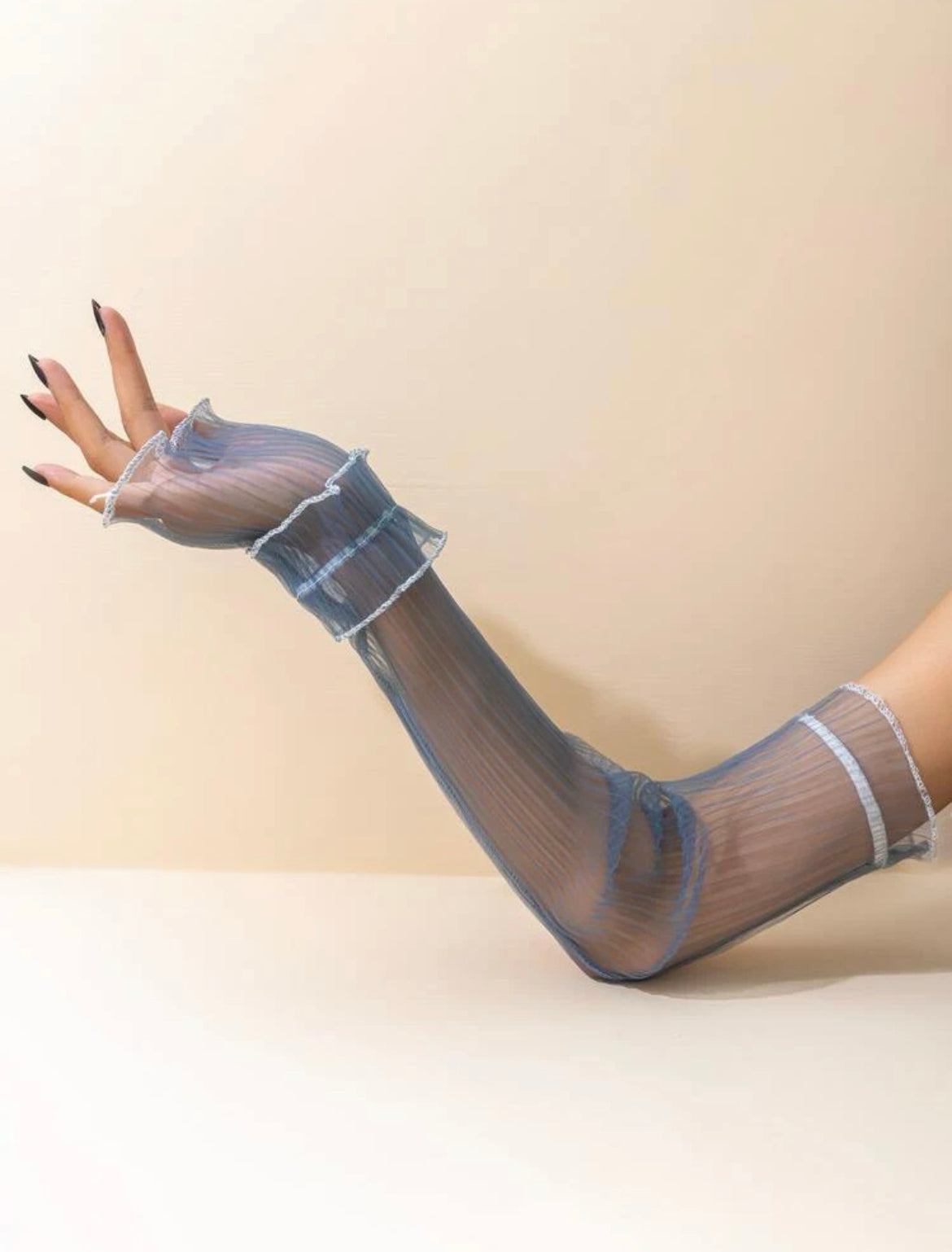 Sheer ruched arm warmers