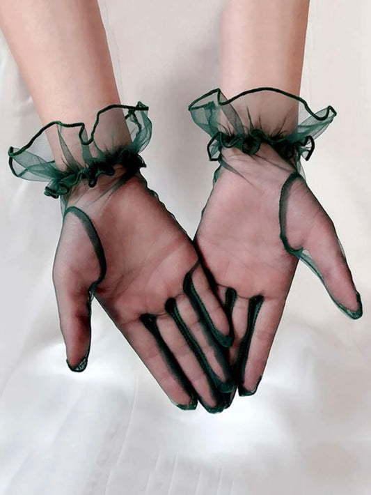 Dark green mitten gloves