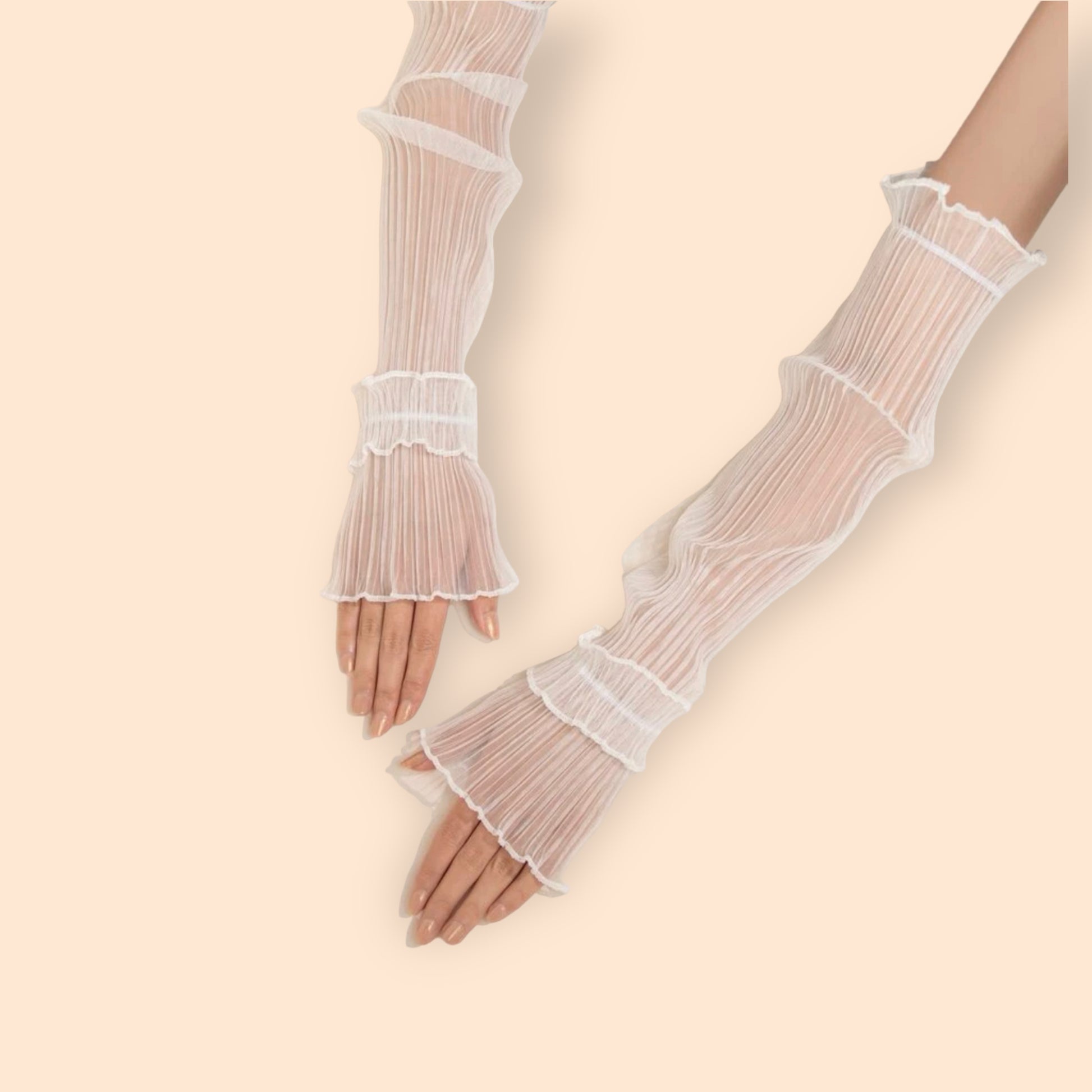 White pleated arm sleeves