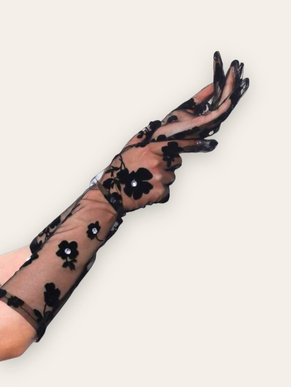 elbow length sheer black gloves
